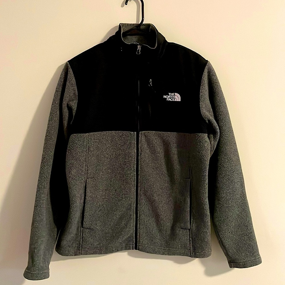 The North Face mens small fleece jacket black and gray
